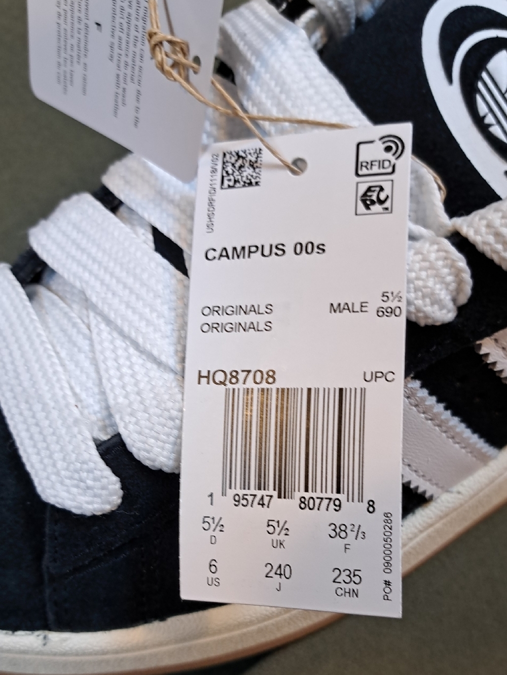 Adidas Campus 00s Sneaker - Color: Black/White - Unisex: Men 6, Women 7 - Picture 11 of 11